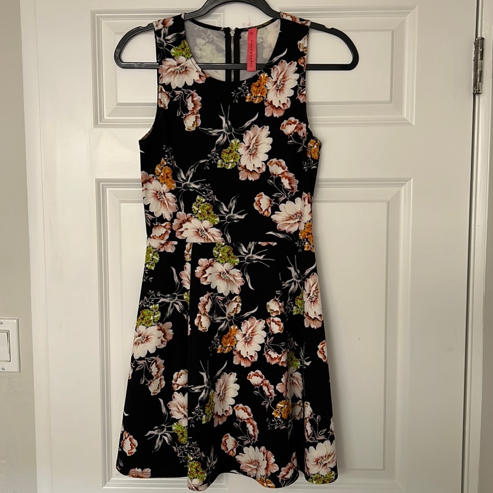 Floral Fit and Flare Dress with Back Zipper